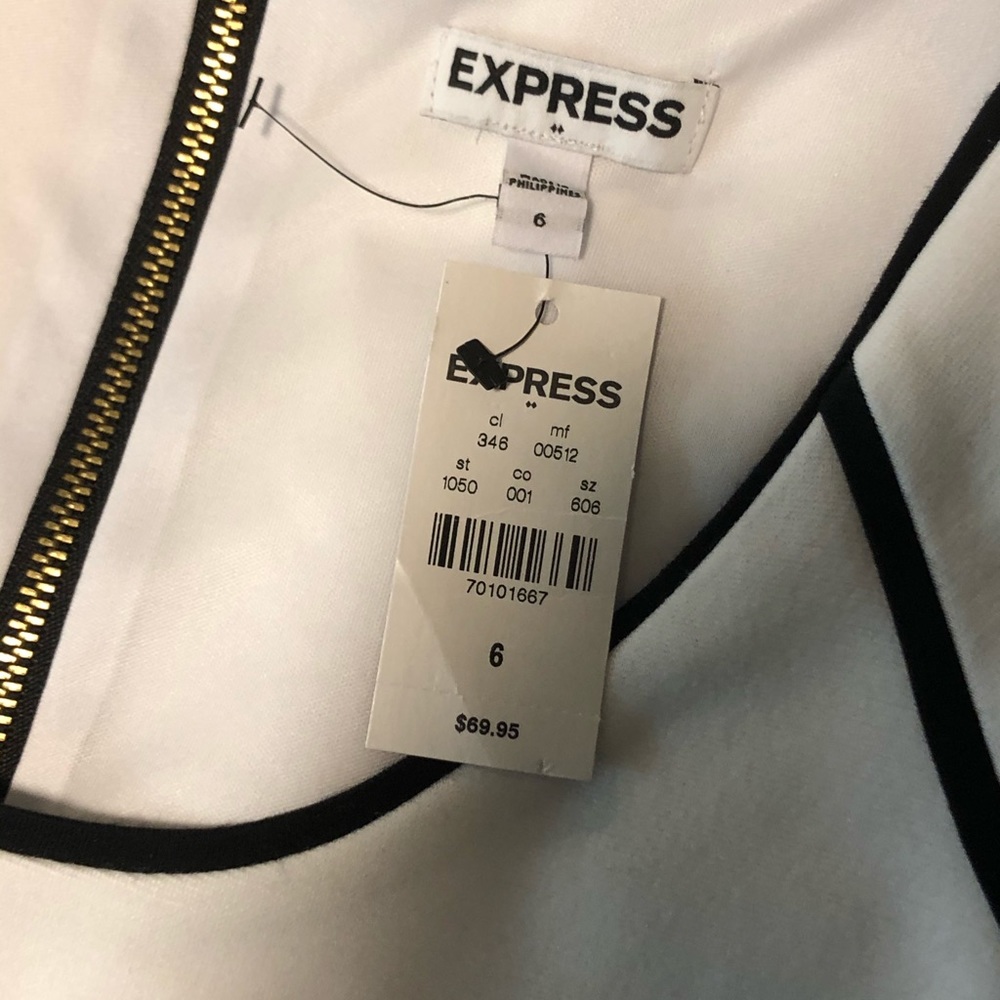 Express white dress with black piping